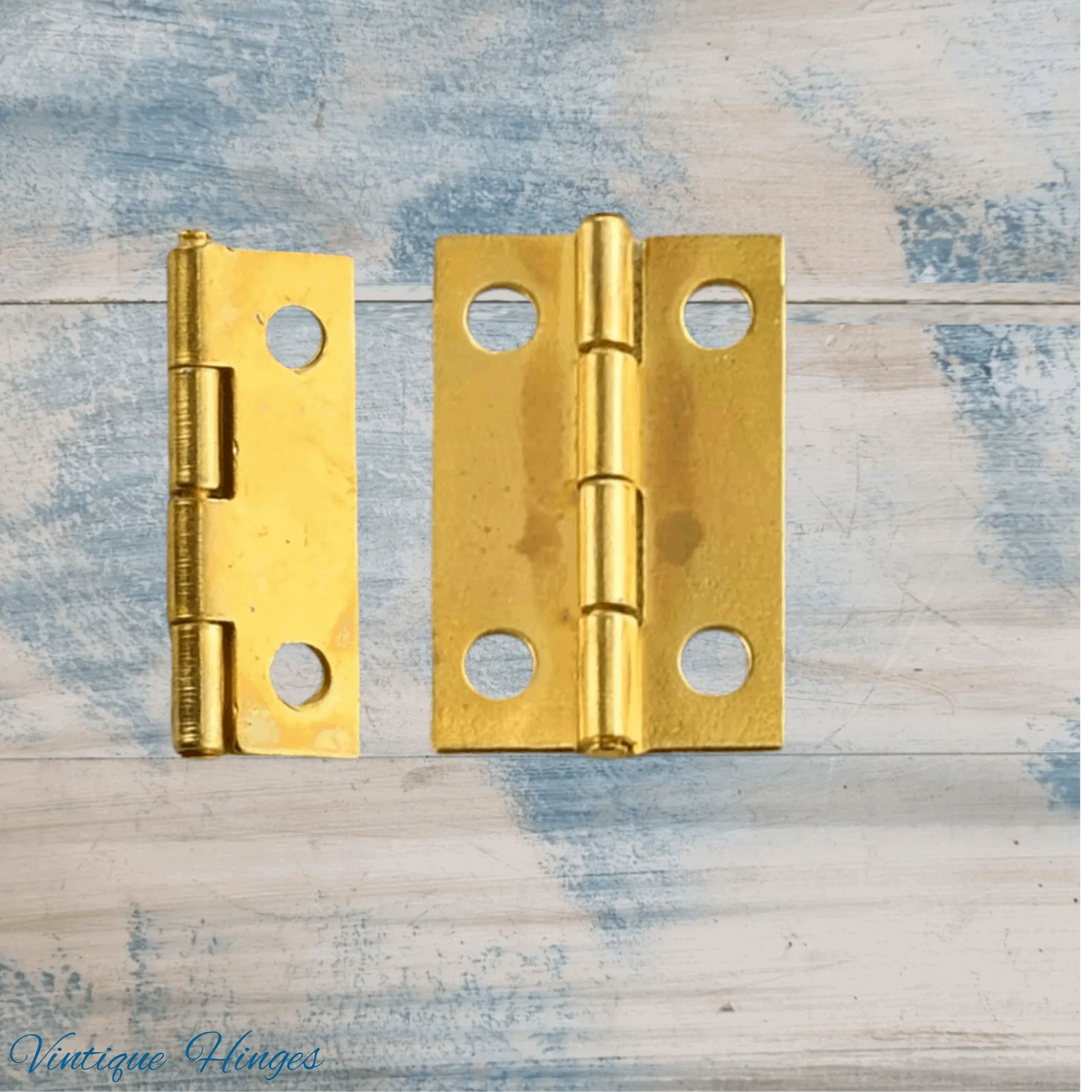 Small Gold finish Butt Hinge 25mm x 16mm - square Corner - Vintique Concepts