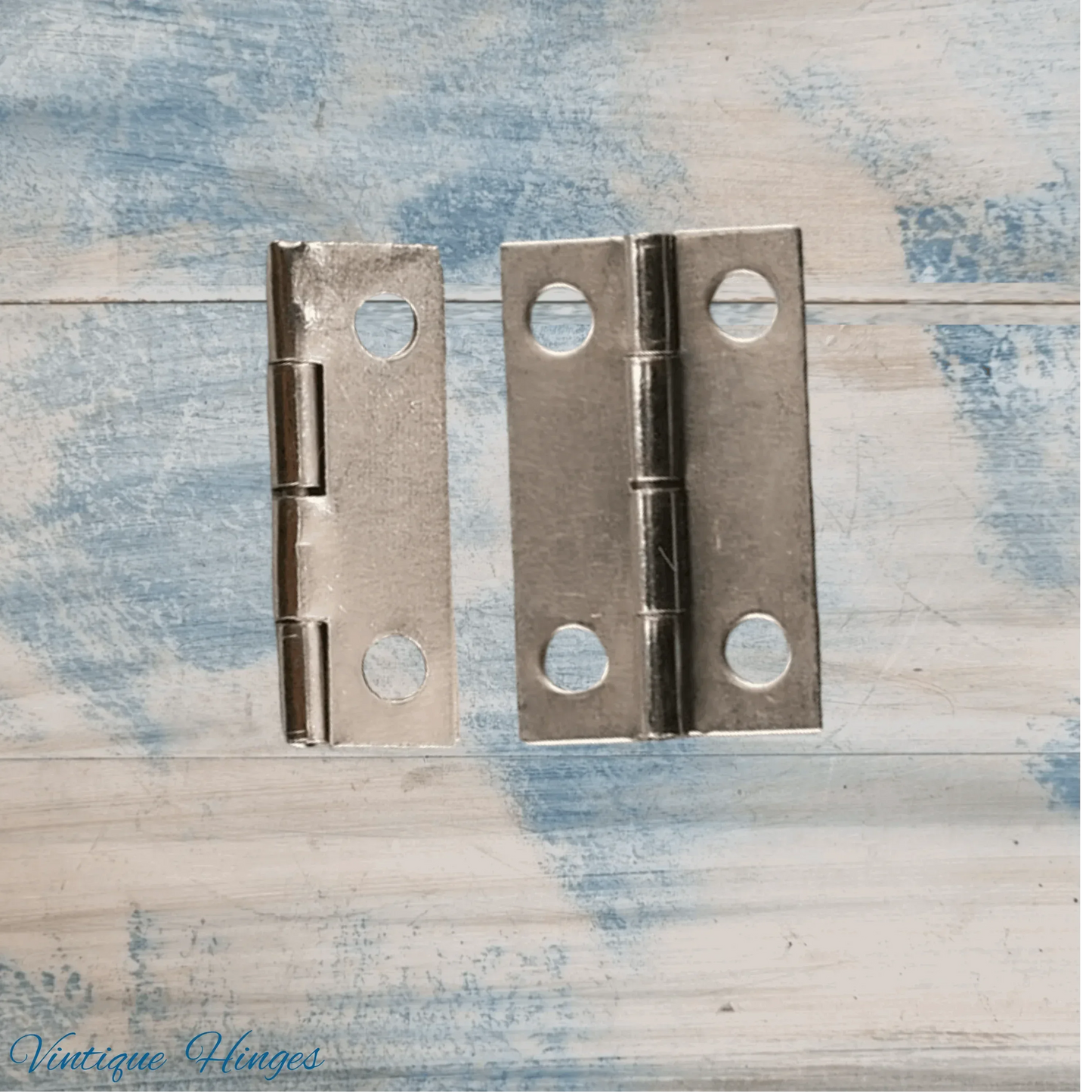 Small Silver finish Butt Hinge 25mm x 16mm - square Corner - Vintique Concepts