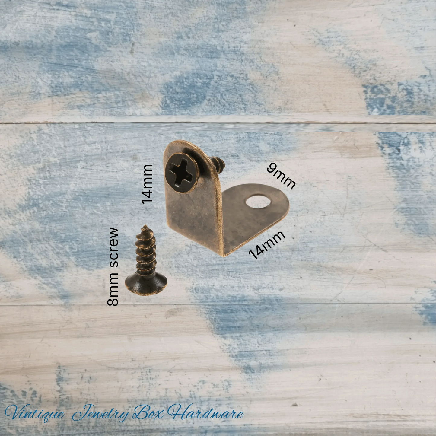 Itsy Bitsy Bronze corner bracket / support 14mm x 14mm x 9mm - Vintique Concepts