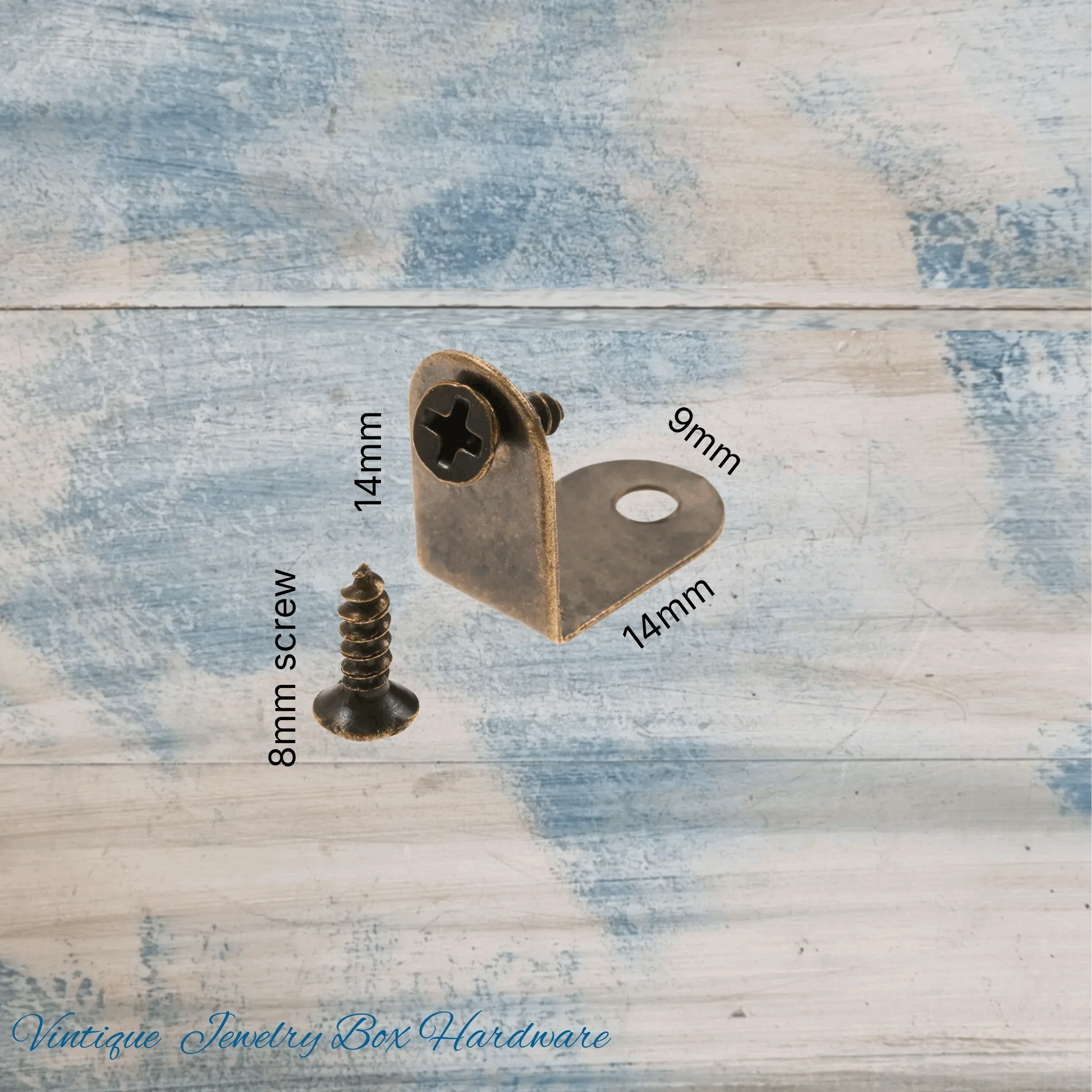 Itsy Bitsy Bronze corner bracket / support 14mm x 14mm x 9mm - Vintique Concepts