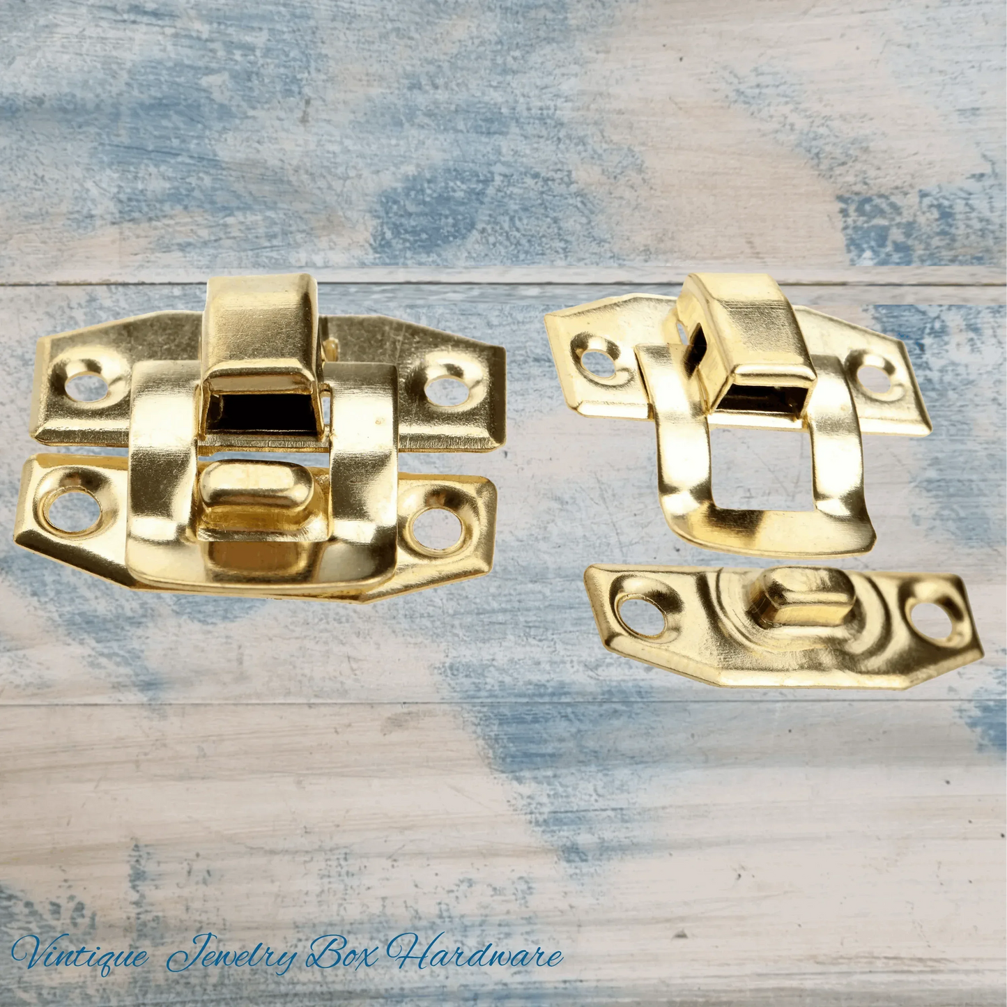 Mini retro jewelry box hasp Latch Gold 23mm x 20mm - Vintique Concepts