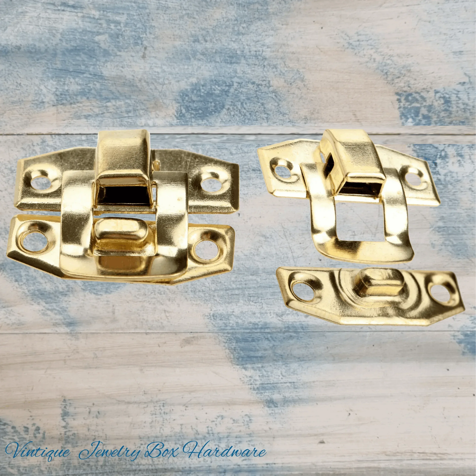 Mini retro jewelry box hasp Latch Gold 23mm x 20mm - Vintique Concepts