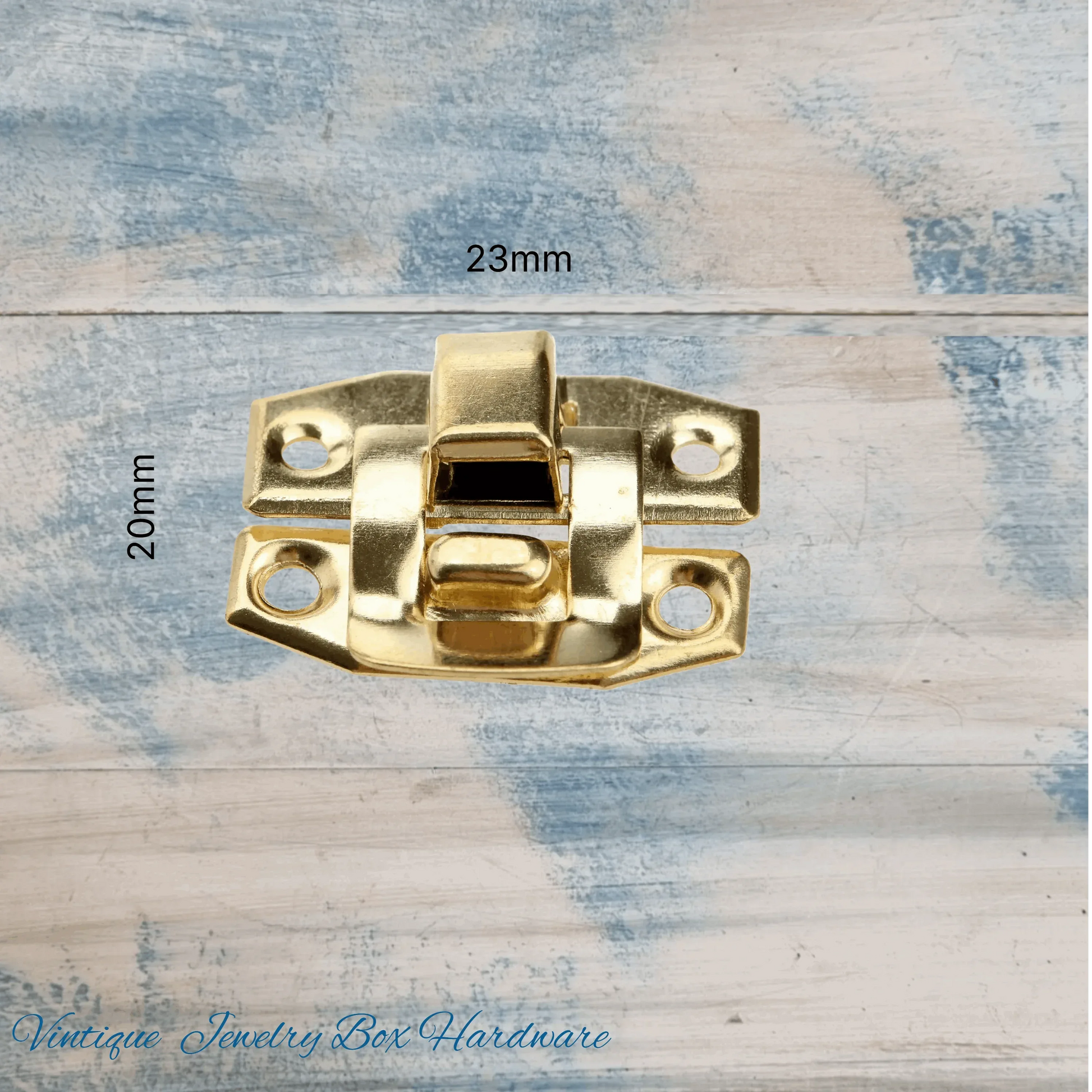 Mini retro jewelry box hasp Latch Gold 23mm x 20mm - Vintique Concepts