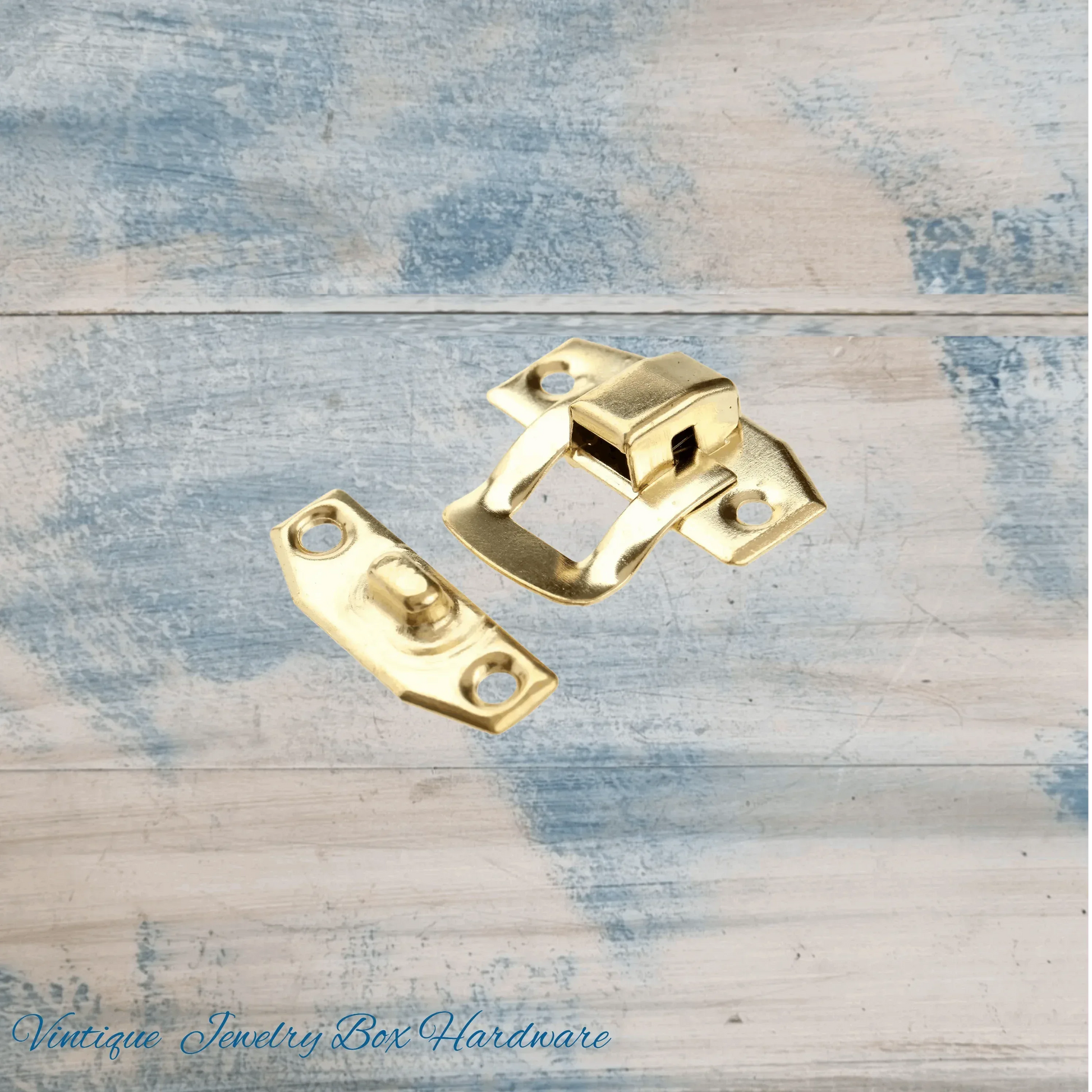 Mini retro jewelry box hasp Latch Gold 23mm x 20mm - Vintique Concepts