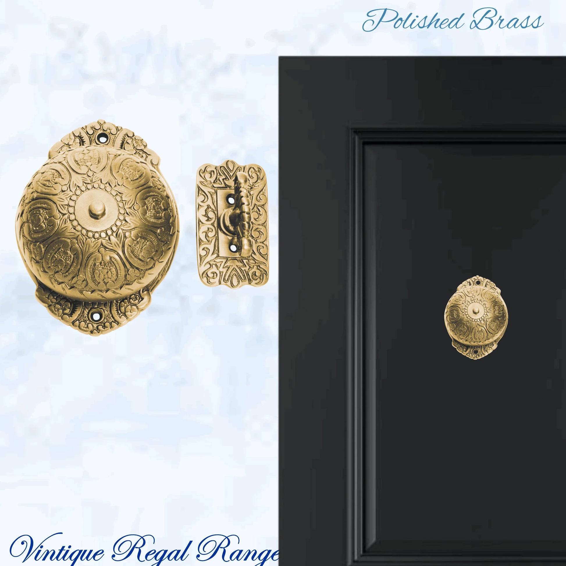 Polished Brass Regal manual Turn door bell 92mm dia bell - Vintique Concepts