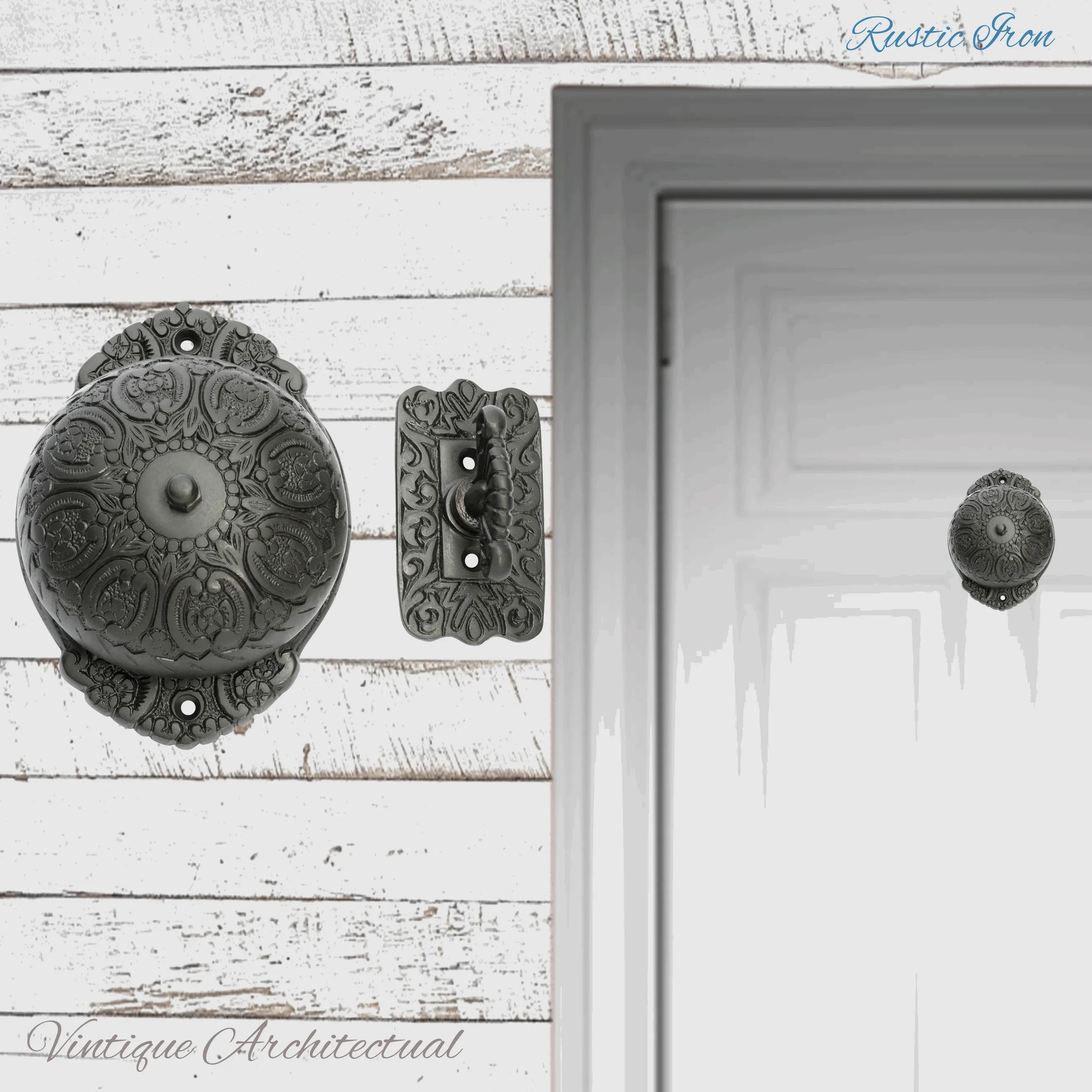 Rustic Iron Regal manual Turn door bell 92mm dia bell - Vintique Concepts