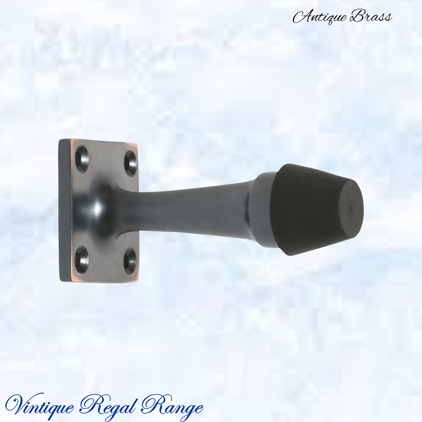 Antiqued Brass Art Deco rubber door stop -75mm long