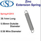 Zinc Extension Spring 38.1mmL (x 5.56 OD x 0.58 WD) C013