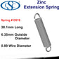 Zinc Extension Spring 38.1mm L ( x 6.35 OD x 0.89 WD)