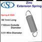 Zinc Extension Spring 38.1 mmL (x 8.74 OD x 0.71 WD)