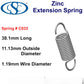 Zinc Extension Spring 38.1 mmL (x 11.13 OD x 1.19 WD) C033