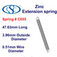 Zinc Extension Spring 47.63mm Long ( x 5.56 OD x 0.58 WD)