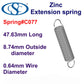 Zinc Extension Spring 47.63mm Long (x 11.13 OD x 0.71 WD) C081