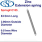 Zinc Extension Spring  63.5mm Long( 4.78 OD x 0.51 WD) C109