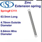 Zinc Extension Spring  63.5mm Long ( 4.78 OD x 0.64 WD) C111