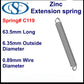 Zinc Extension Spring  63.5mm Long (11.13 OD x 0.71 WD)