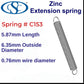 Zinc Extension Spring  76.2mm Long (7.95 OD x 0.71 WD) C155