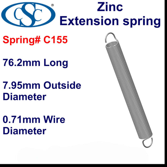 Zinc Extension Spring  69.85mm long (11.13 OD x 0.86 WD) C161
