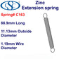 Zinc Extension Spring 41.28mm Long (12.7 OD x 2.03 WD) C165 from Century