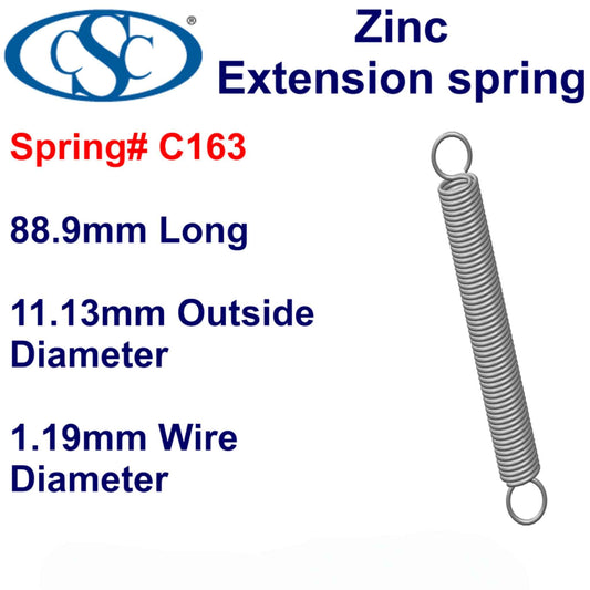 Zinc Extension Spring 41.28mm Long (12.7 OD x 2.03 WD) C165 from Century
