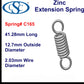 Zinc Extension Spring 50.8mm Long (19.05 OD x 2.67 WD) C171 from Century