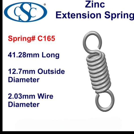 Zinc Extension Spring 50.8mm Long (19.05 OD x 2.67 WD) C171 from Century
