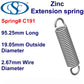 Zinc Extension Spring  101.6mm Long (9.53 OD x 0.86 WD) C193 from Century