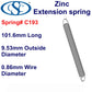 Zinc Extension Spring  127mm Long (6.35 OD x 0.86 WD) C193 from Century