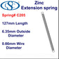 Zinc Extension Spring  114.3MM long (9.53 OD x 0.71 WD) C205 from Century