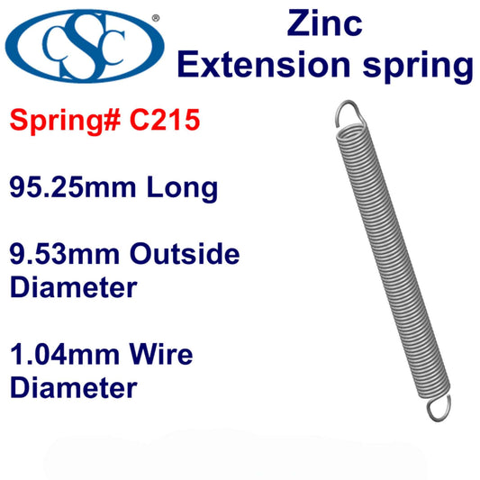 Zinc Extension Spring  114.3mm Long (11.91 OD x 1.04 WD) C215 from Century (Copy)