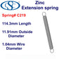 Zinc Extension Spring   114.3mm Long (12.7 OD x 1.57 WD) C221 from Century