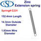 Zinc Extension Spring 152.4mm Long (6.35 OD x 0.86 WD) C233 from Century