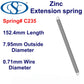 Zinc Extension Spring 152.4mm Long (7.95 OD x 0.71 WD) C235 from Century (Copy)