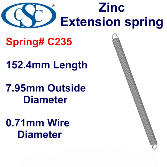 Zinc Extension Spring 152.4mm Long (7.95 OD x 0.71 WD) C235 from Century (Copy)