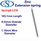 Zinc Extension Spring 165mm Long (15.88 OD x 1.37 WD) C243 from Century