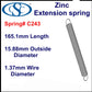 Zinc Extension Spring 406.4mm Long (28.58 OD x 2.67 WD) C251 from Century