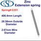 Zinc Extension Spring 419.1mm Long (14.3 OD x 1.37 WD) C253 from Century
