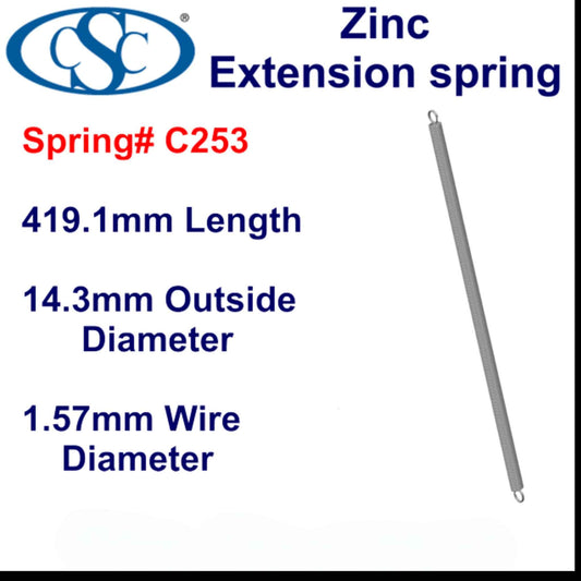 Zinc Extension Spring 114.3mm Long (20.65 OD x 2.31 WD) C257 from Century