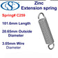 Zinc Extension Spring 139.7mm Long (27 OD x 3.05 WD) C261 from Century