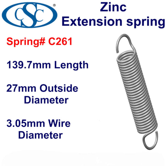 Zinc Extension Spring 152.4mm Long (22.23 OD x 2.31 WD) C263 from Century