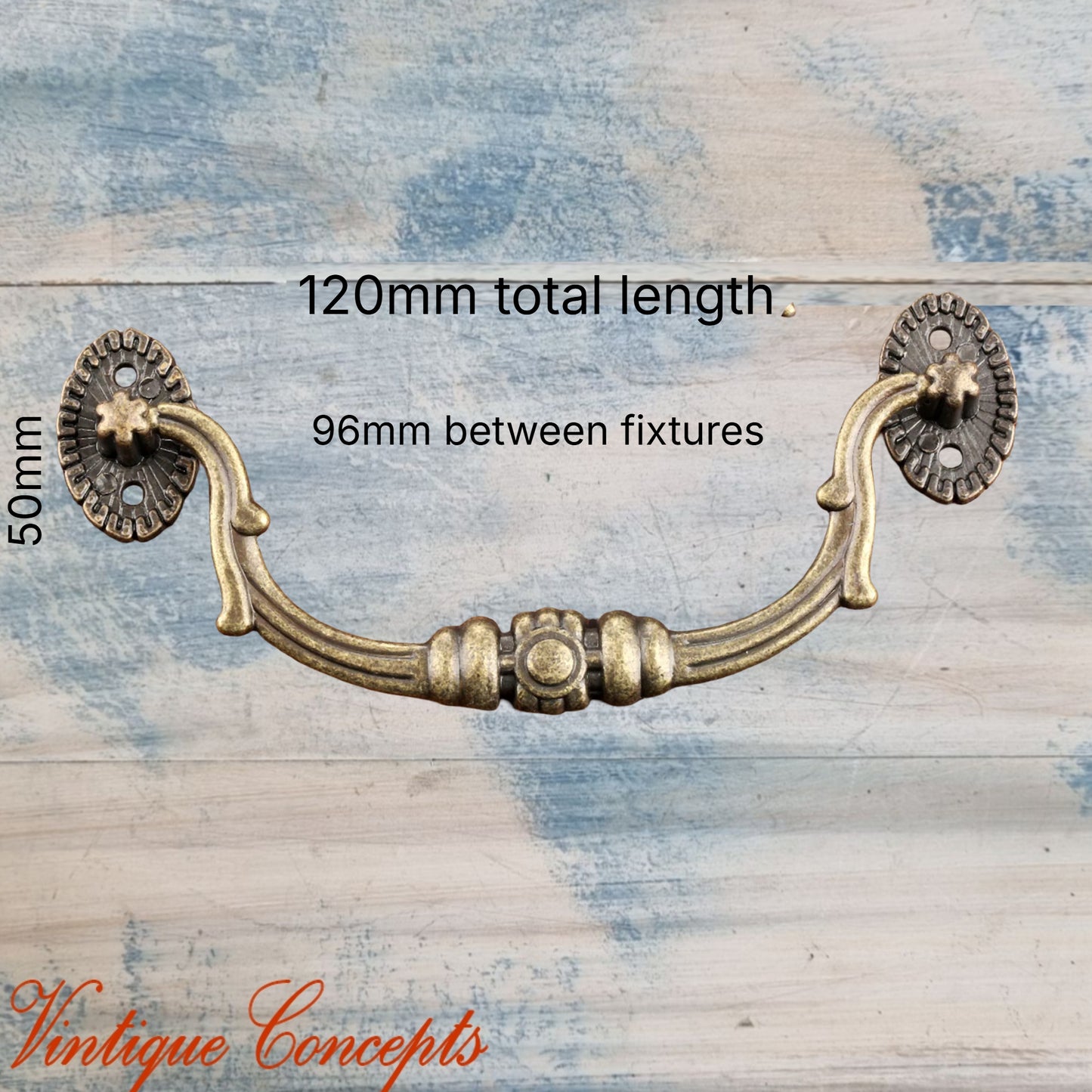 Vintage Delicate swing Antique Bronze drawer Handle Pull 120mm long