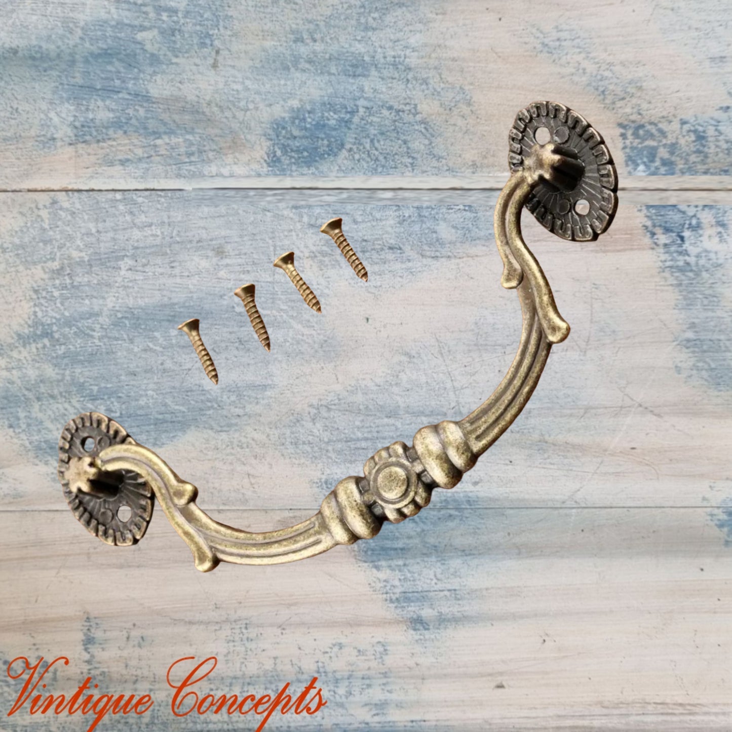 Vintage Delicate swing Antique Bronze drawer Handle Pull 120mm long