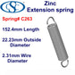 Zinc Extension Spring 177.8mm Long (27 OD x 2.67 WD) C265 from Century