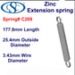 Zinc Extension Spring 215.9mm Long (27 OD x 2.03 WD) C271 from Century