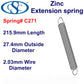 Zinc Extension Spring 215.9mm long (28.58 OD x 3.76 WD) C273 from Century