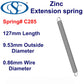 Zinc Extension Spring 127mm Long (7.92 OD x 0.79 WD) C287 from Century