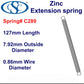 Zinc Extension Spring 171.45mm Long ( 9.53 OD x 1.57 WD) C293 from Century