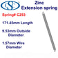 Zinc Extension Spring 292.1mm Long (38.1 OD x 3.43 WD) C301 from Century