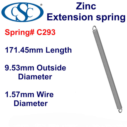 Zinc Extension Spring 292.1mm Long (38.1 OD x 3.43 WD) C301 from Century