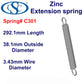 Zinc Extension Spring 304.8mm Long (25.4 OD x 2.67 WD) C303 from Century